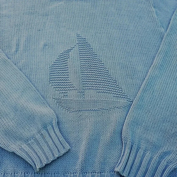 Vtg Winona Knits Sailboat Knit Sweater Blue Coastal Grandma Nautical Cape Cod - Picture 10 of 12